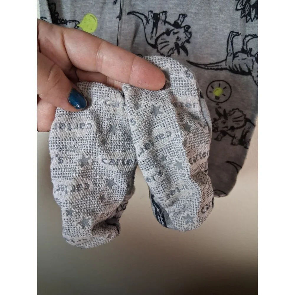 Carter's Pajamas One Piece Dinosaur Long Sleeve Winter Gray Size 18 Months
